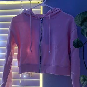Pink Crop Zip Hoodie